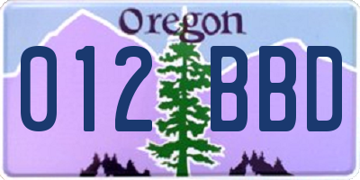 OR license plate 012BBD