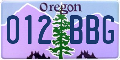 OR license plate 012BBG