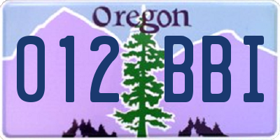 OR license plate 012BBI