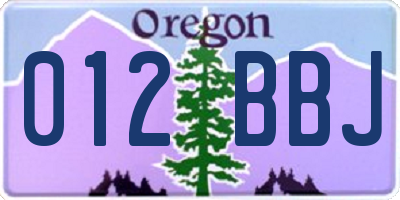 OR license plate 012BBJ