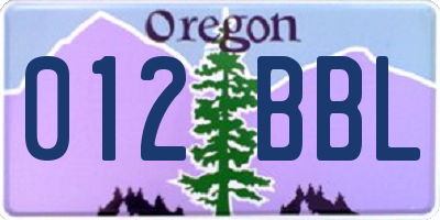 OR license plate 012BBL