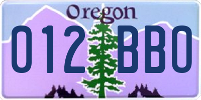 OR license plate 012BBO