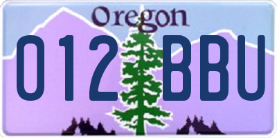 OR license plate 012BBU
