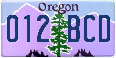 OR license plate 012BCD