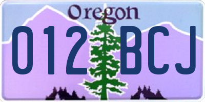 OR license plate 012BCJ