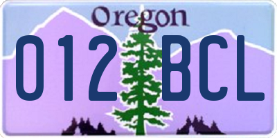 OR license plate 012BCL