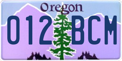 OR license plate 012BCM