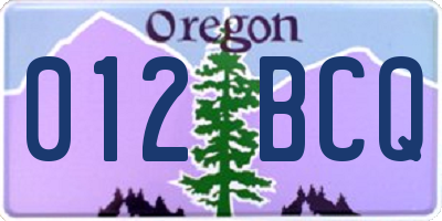 OR license plate 012BCQ