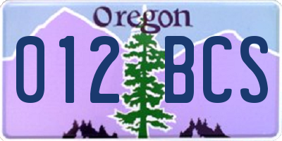 OR license plate 012BCS