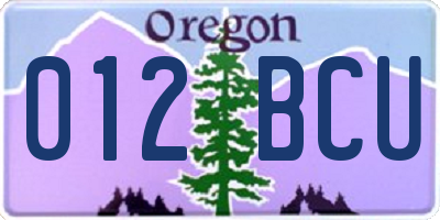 OR license plate 012BCU