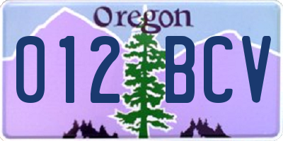 OR license plate 012BCV
