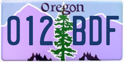 OR license plate 012BDF