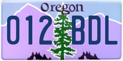 OR license plate 012BDL