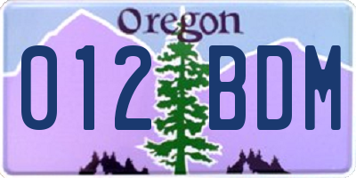 OR license plate 012BDM