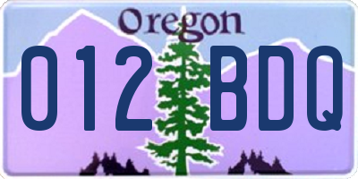 OR license plate 012BDQ