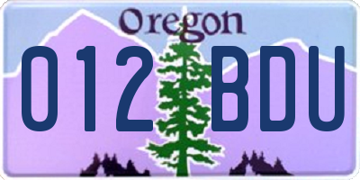 OR license plate 012BDU