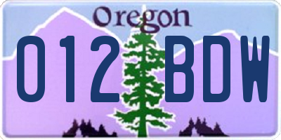 OR license plate 012BDW