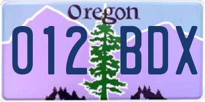OR license plate 012BDX
