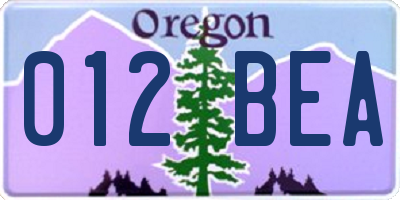 OR license plate 012BEA