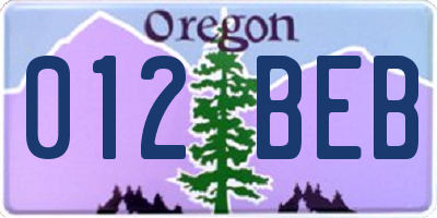 OR license plate 012BEB