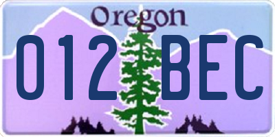 OR license plate 012BEC