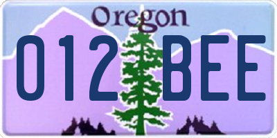 OR license plate 012BEE