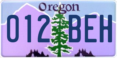 OR license plate 012BEH