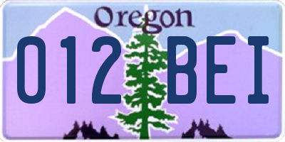 OR license plate 012BEI