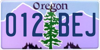 OR license plate 012BEJ