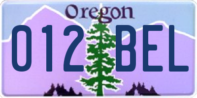 OR license plate 012BEL