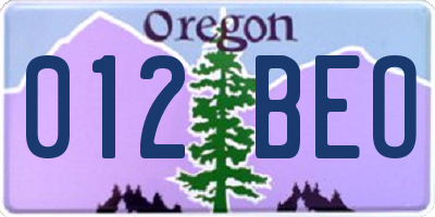 OR license plate 012BEO