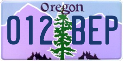 OR license plate 012BEP