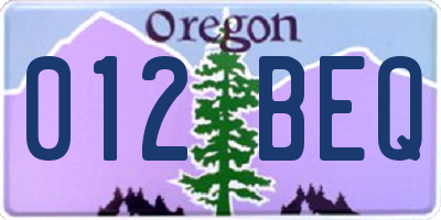 OR license plate 012BEQ