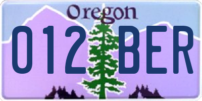OR license plate 012BER