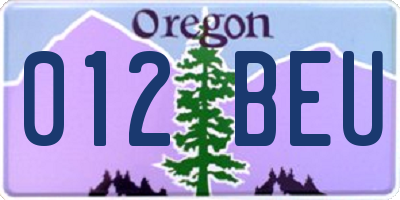 OR license plate 012BEU