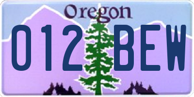 OR license plate 012BEW