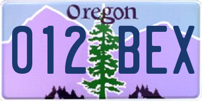 OR license plate 012BEX