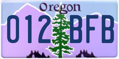OR license plate 012BFB