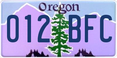 OR license plate 012BFC