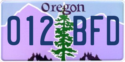 OR license plate 012BFD