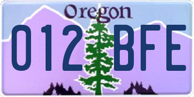 OR license plate 012BFE