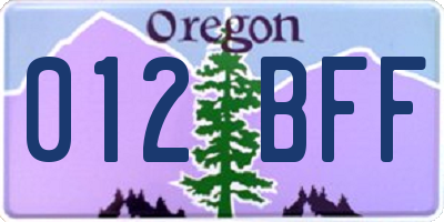 OR license plate 012BFF