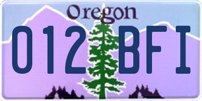 OR license plate 012BFI
