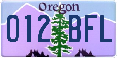 OR license plate 012BFL