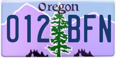 OR license plate 012BFN