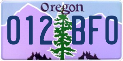 OR license plate 012BFO