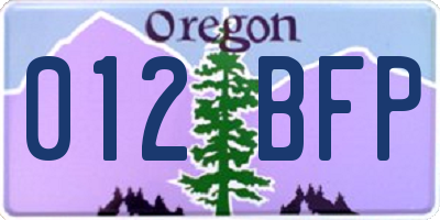 OR license plate 012BFP