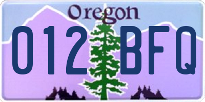 OR license plate 012BFQ