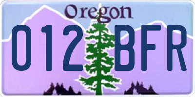 OR license plate 012BFR