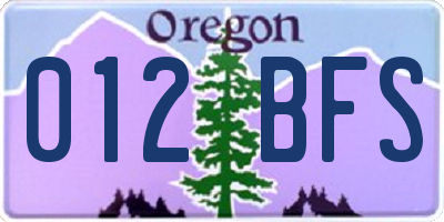 OR license plate 012BFS